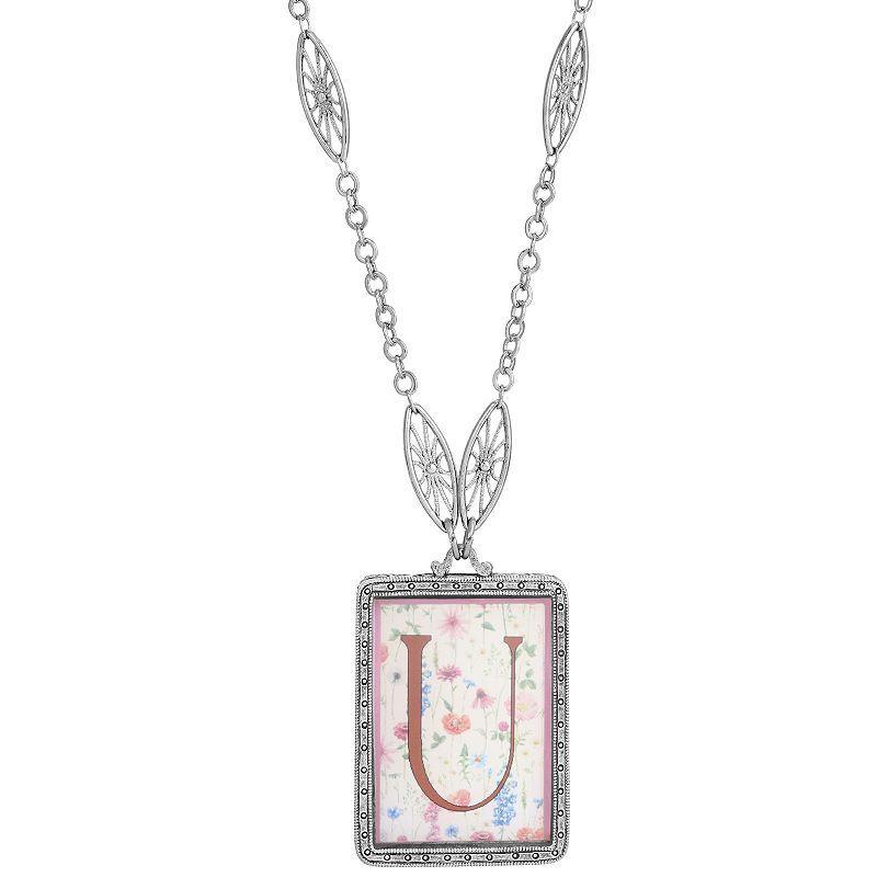 1928 Floral Motif Initial Pendant, Womens, U Product Image