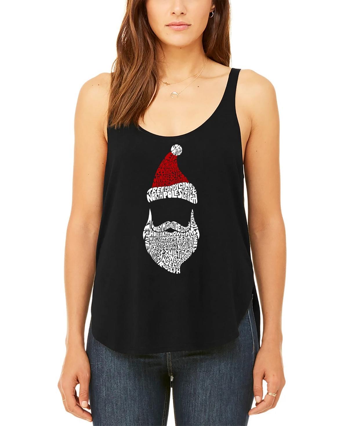 La Pop Art Womens Santa Claus Premium Word Art Flowy Tank Top Product Image