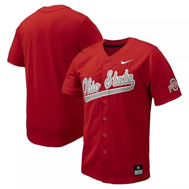 Mens Nike Scarlet Ohio State Buckeyes Replica Full-Button Baseball Jersey Product Image