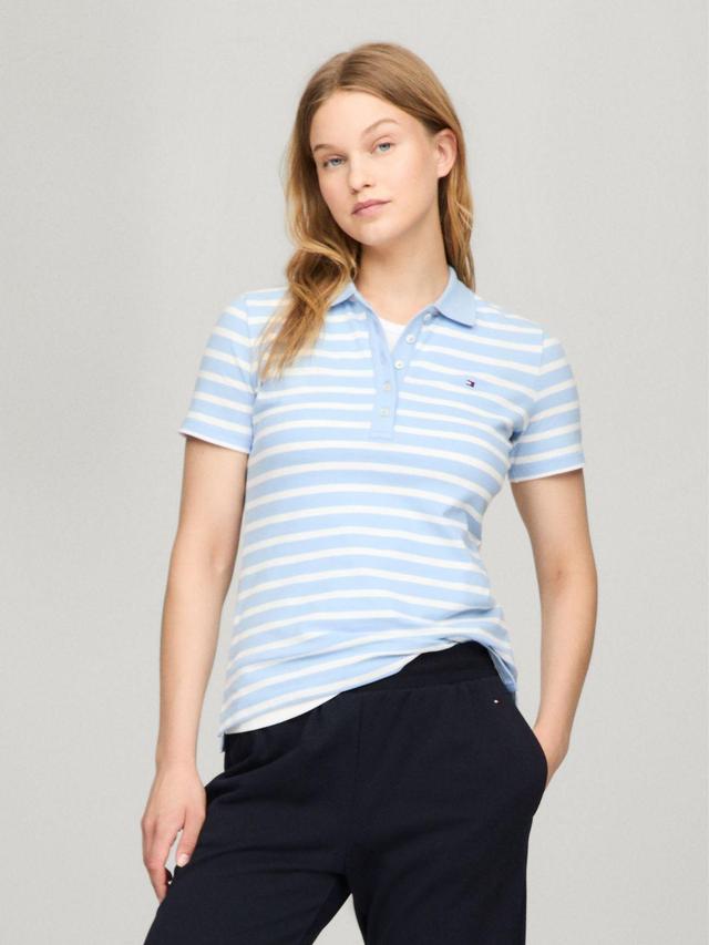 Tommy Hilfiger Women's Stripe Stretch Cotton Polo Product Image