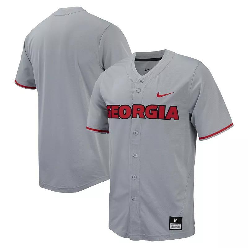 Mens Nike Gray Georgia Bulldogs Replica Full-Button Baseball Jersey Product Image