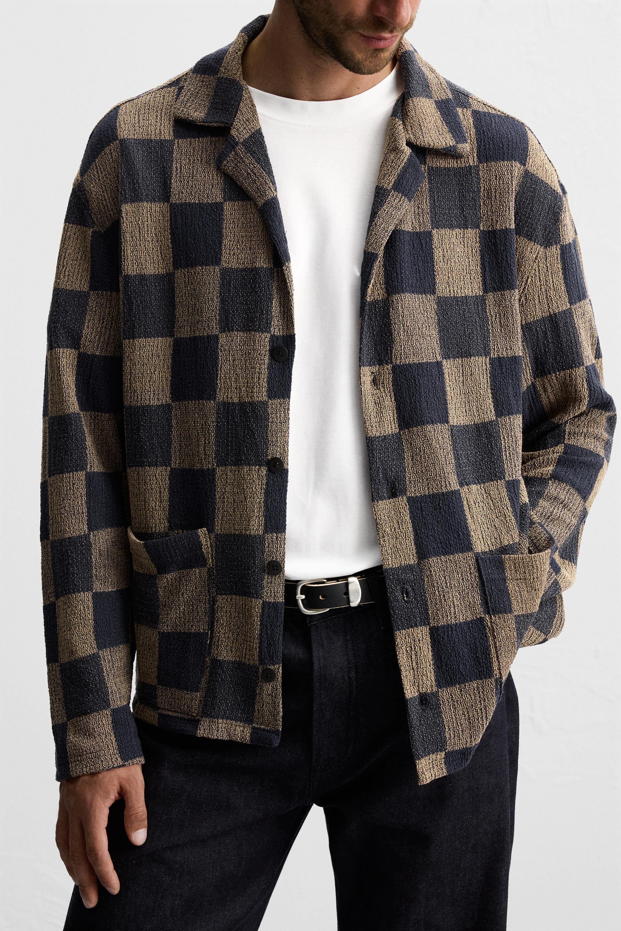 PLAID KNIT SHIRT Product Image