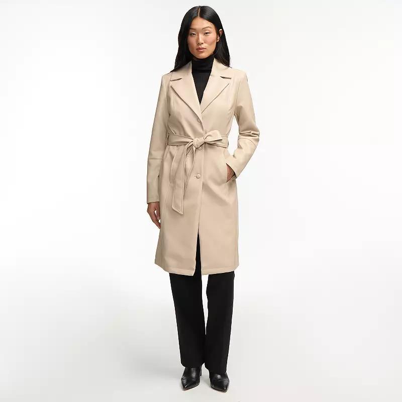 Womens Badgley Mischka Villy Faux Leather Trench Coat Product Image