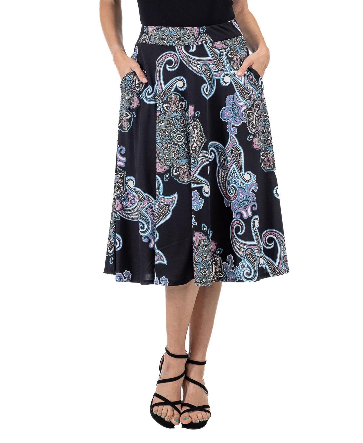 24seven Comfort Apparel Womens Paisley A-Line Midi Skirt Product Image