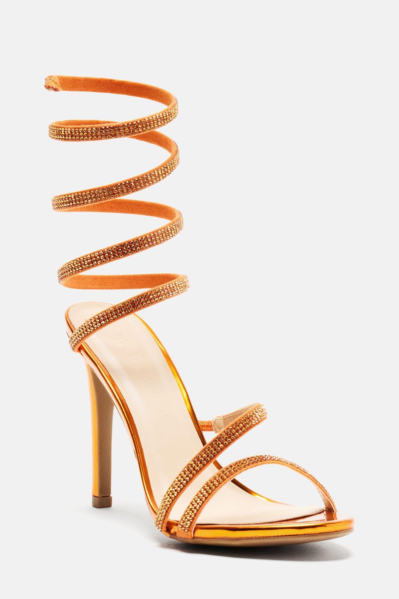 Need To Know Wrap Up Heeled Sandals - Orange Product Image