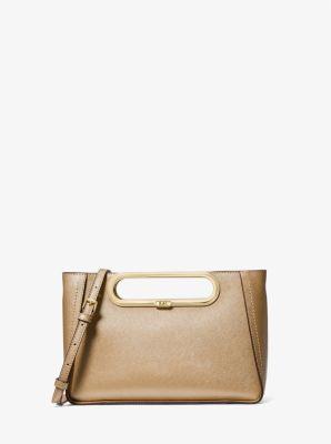 Michael Kors Chelsea Large Contrast Gold Leather Convertible Crossbody Clutch Product Image