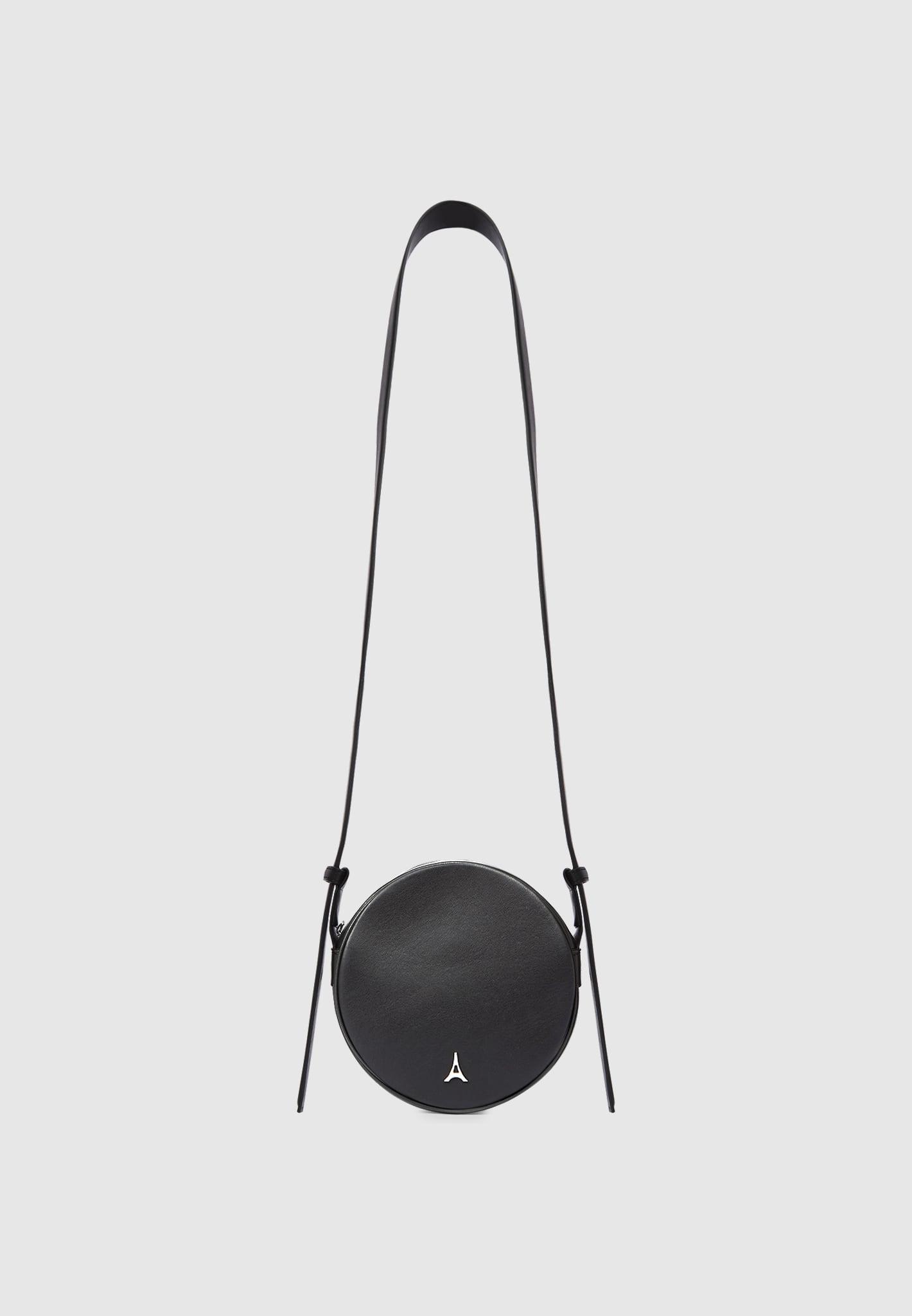 Leather Embossed Eiffel Round Bag - Black Female Product Image