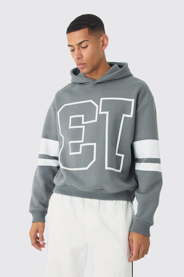 Oversized Boxy Varsity Stripe Hoodie | boohooMAN USA Product Image