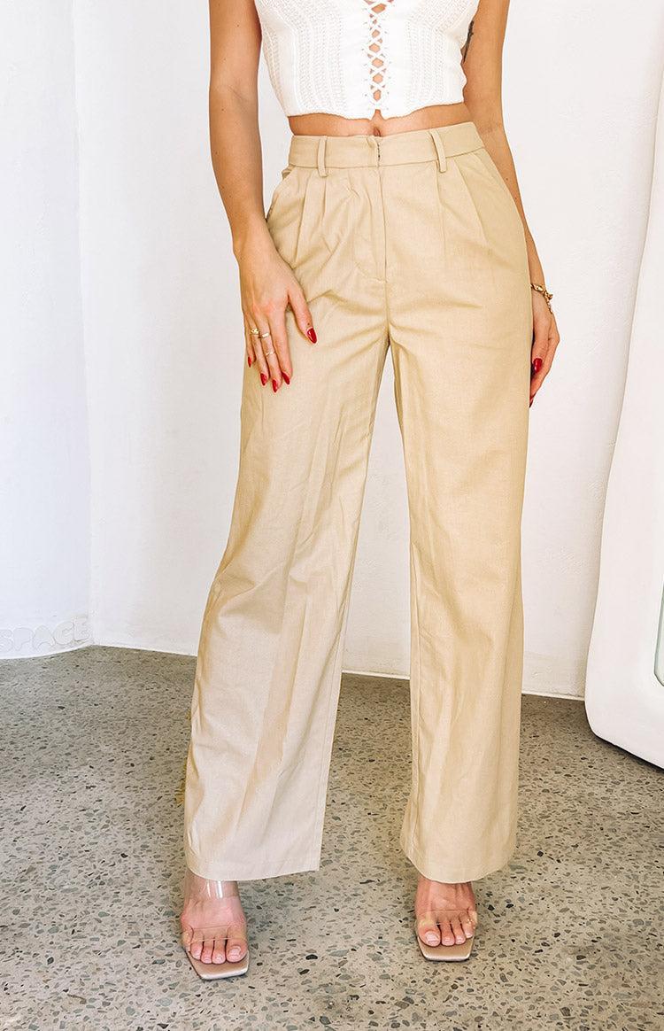 Summer Days Beige Linen Blend Pants Product Image