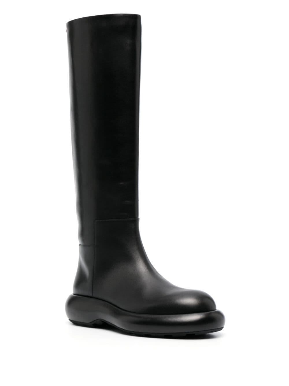 knee-high flat leather boots Product Image