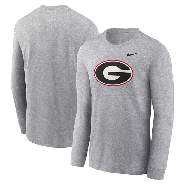 Mens Nike Heather Gray Georgia Bulldogs Primary Logo Long Sleeve T-Shirt Product Image