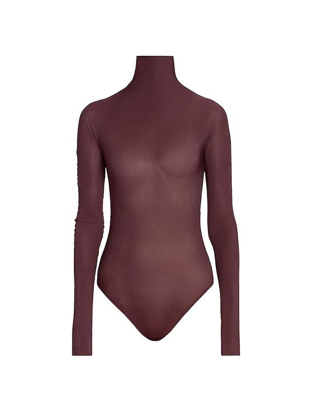 Womens Sheer Turtleneck Long-Sleeve Bodysuit Product Image