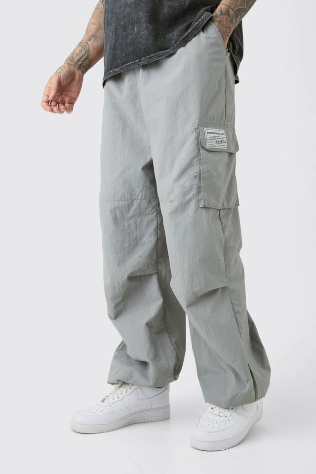 Tall Pleat Knee Branded Parachute Pants | boohooMAN USA Product Image