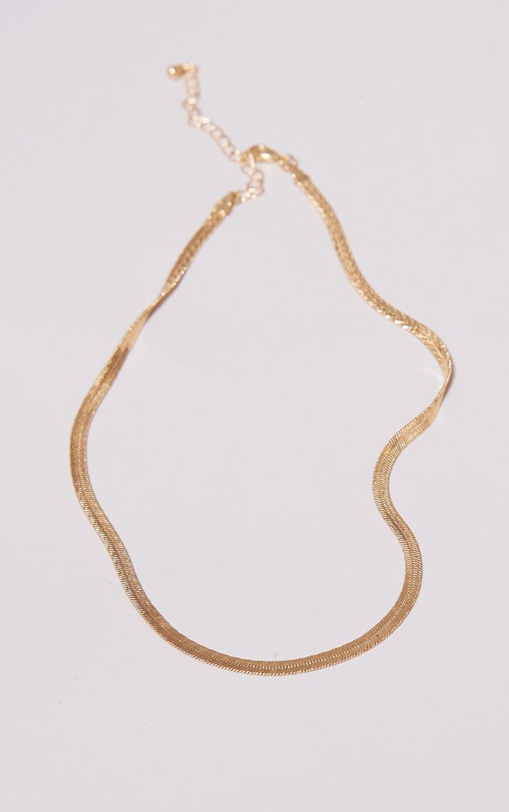 Gold Chevron Pattern Snake Chain Necklace Product Image