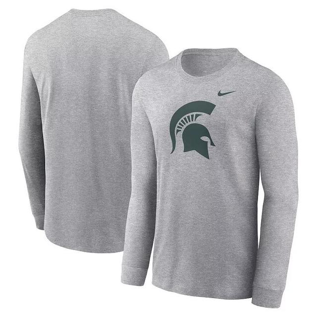 Mens Nike Heather Gray Michigan State Spartans Primary Logo Long Sleeve T-Shirt Product Image