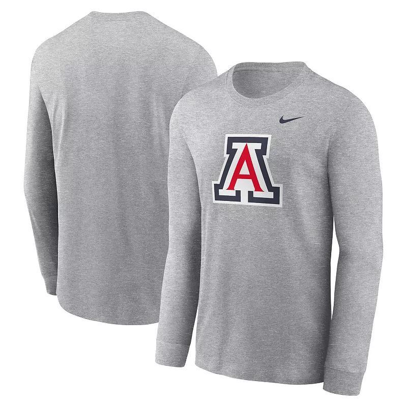 Mens Nike Heather Gray Arizona Wildcats Primary Logo Long Sleeve T-Shirt Product Image