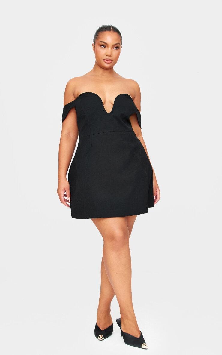 Plus Premium Black Wired Bardot Shift Dress Product Image