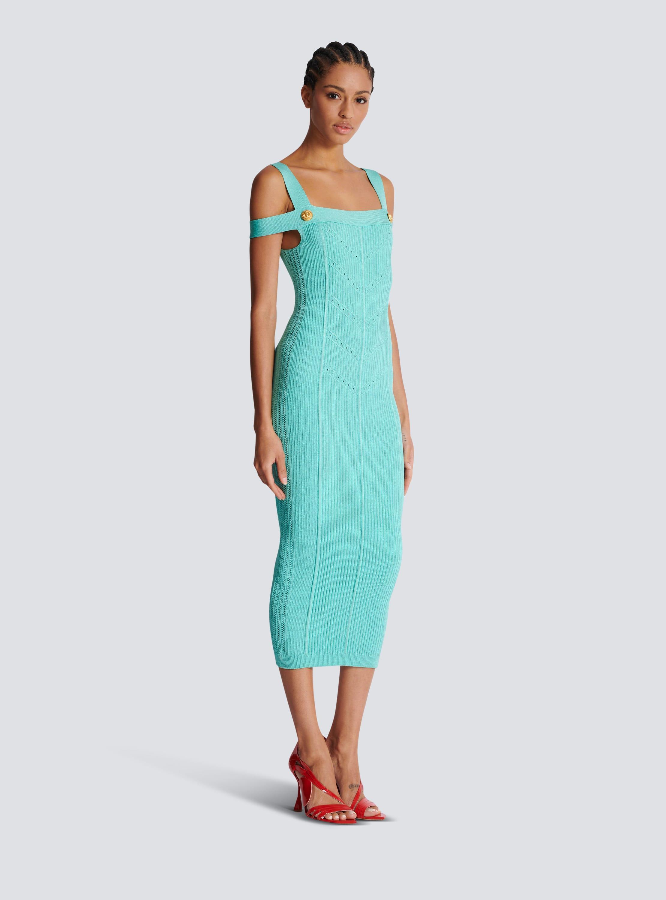 Knit midi dress with double straps Product Image