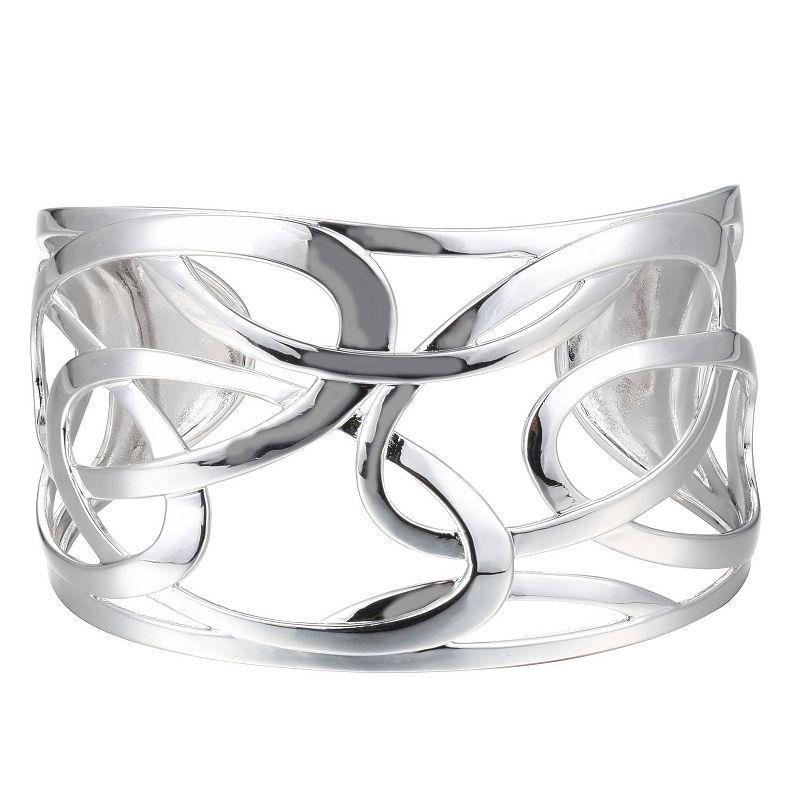 Sterling Silver Openwork Cuff Bracelet, Womens Product Image