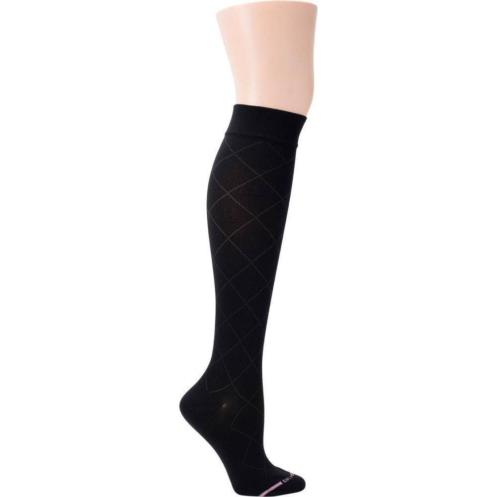 Dr. Motion Womens Mild Compression Solid Diamond Knee High Socks - Black 4-10 Product Image