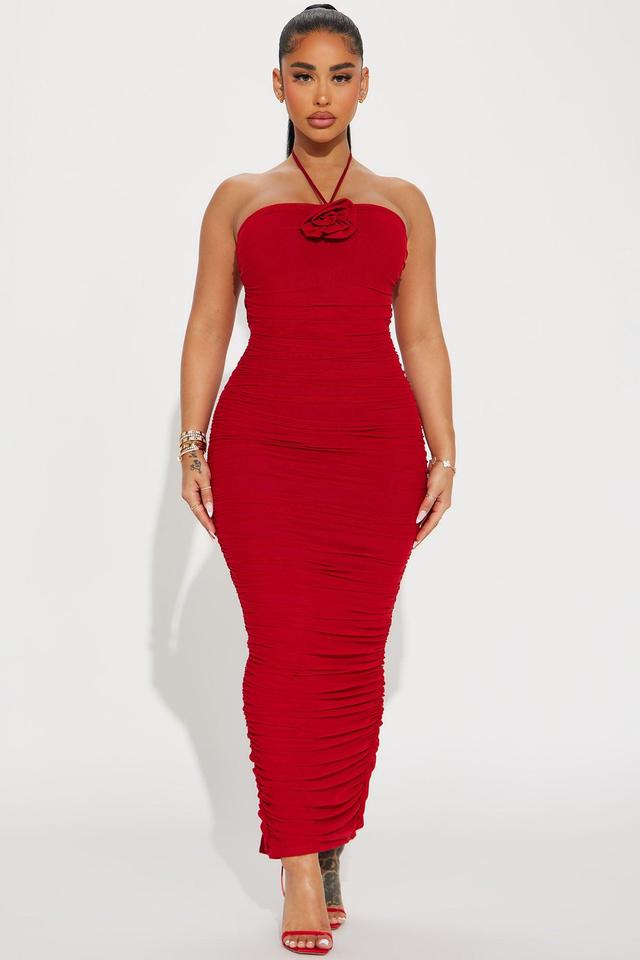 Liz Ruched Maxi Dress - Red Product Image