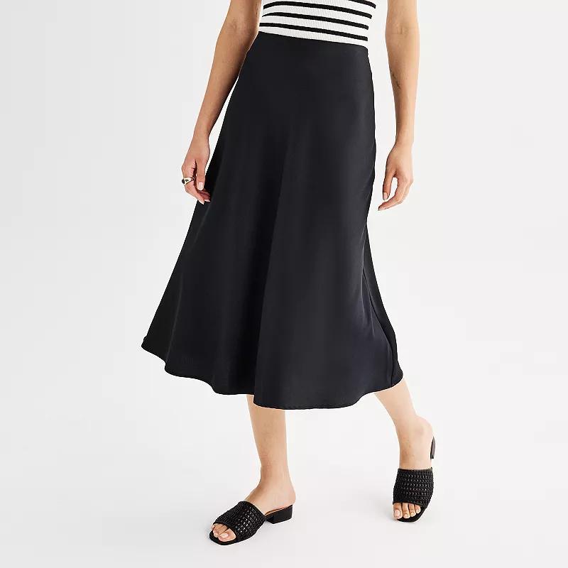 Womens Nine West Satin High Waisted Midi Skirt Product Image