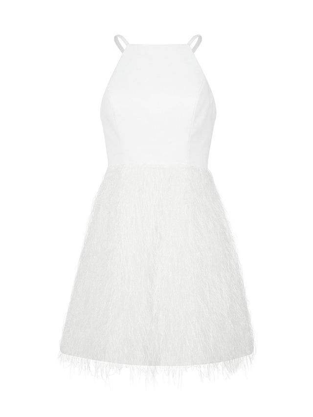 Womens Sleeveless Faux-Feather Minidress Product Image