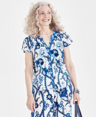 Women's Printed Flutter-Sleeve Top, Created for Macy's Product Image