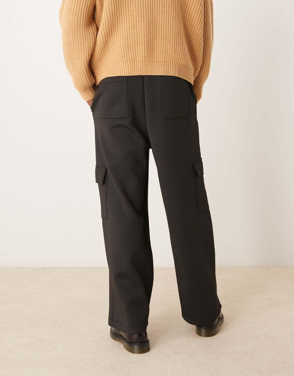 ASOS DESIGN oversized balloon sweatpants in scuba in black Product Image