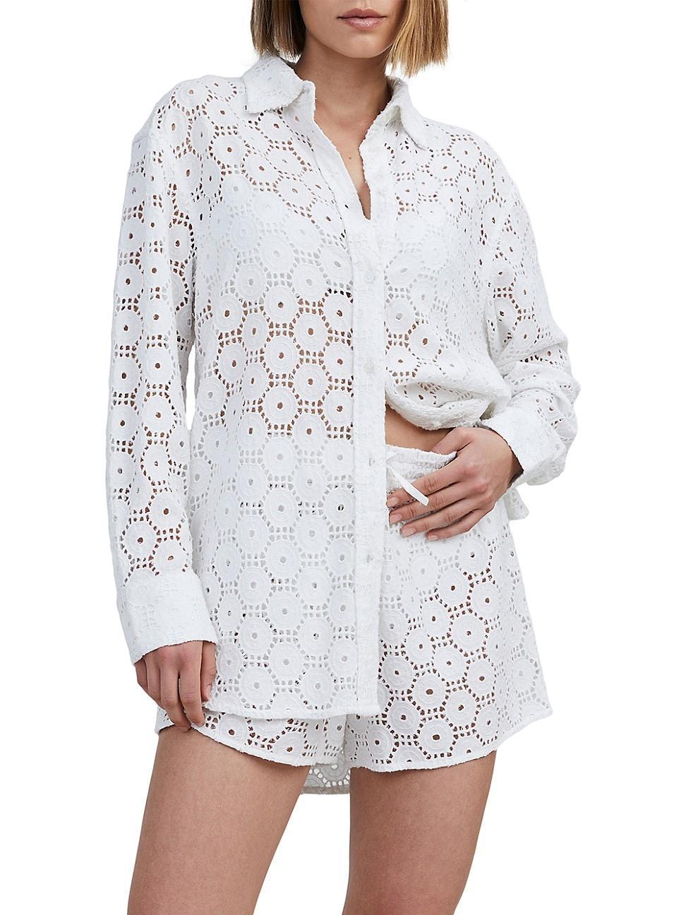 Womens The Charlie Cotton Eyelet Cover-Up Shorts Product Image