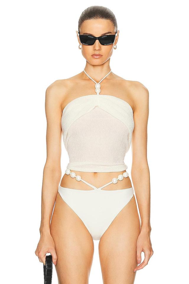 Magda Butrym Bead Neck Tank Top Cream. (also in 40, 42). Product Image