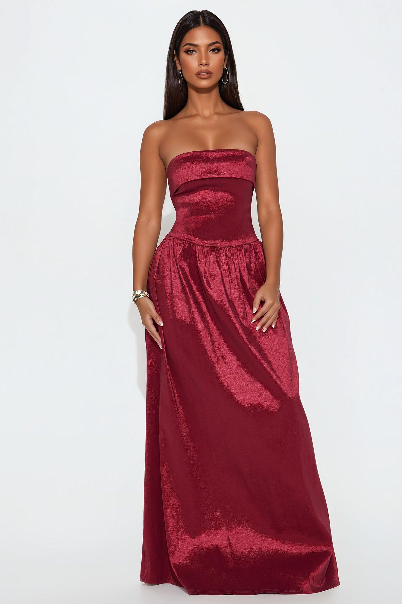 Aubrey A Line Maxi Dress - Wine Product Image