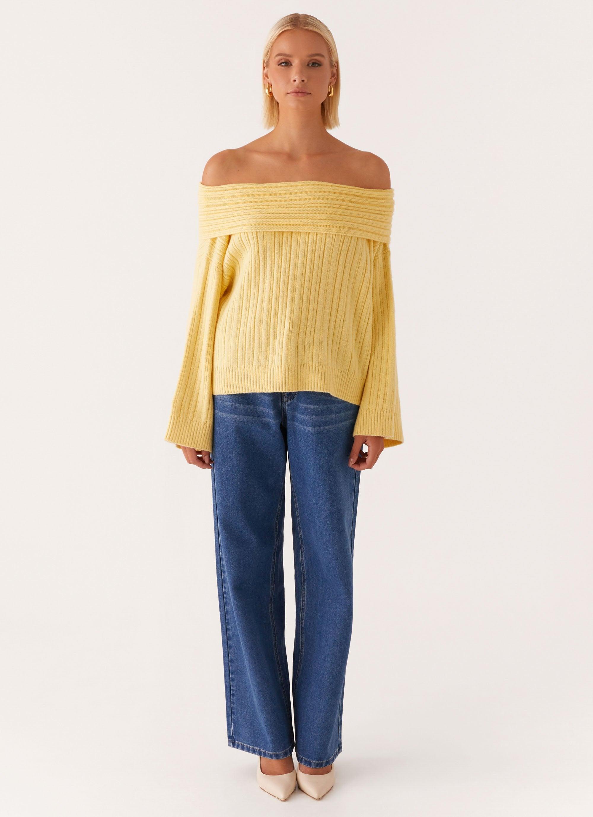 Federica Off Shoulder Knit - Lemon Product Image