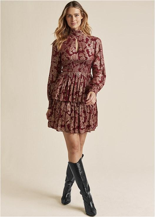 Smocked Jacquard Mini Dress Product Image