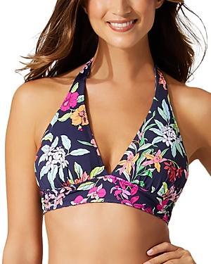 Tommy Bahama Summer Floral Reversible Halter Top (Mare Navy Reversible) Women's Swimwear Product Image