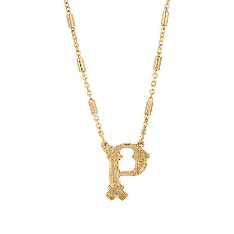 1928 Gold Tone Initial Necklace, Womens, Yellow J Product Image