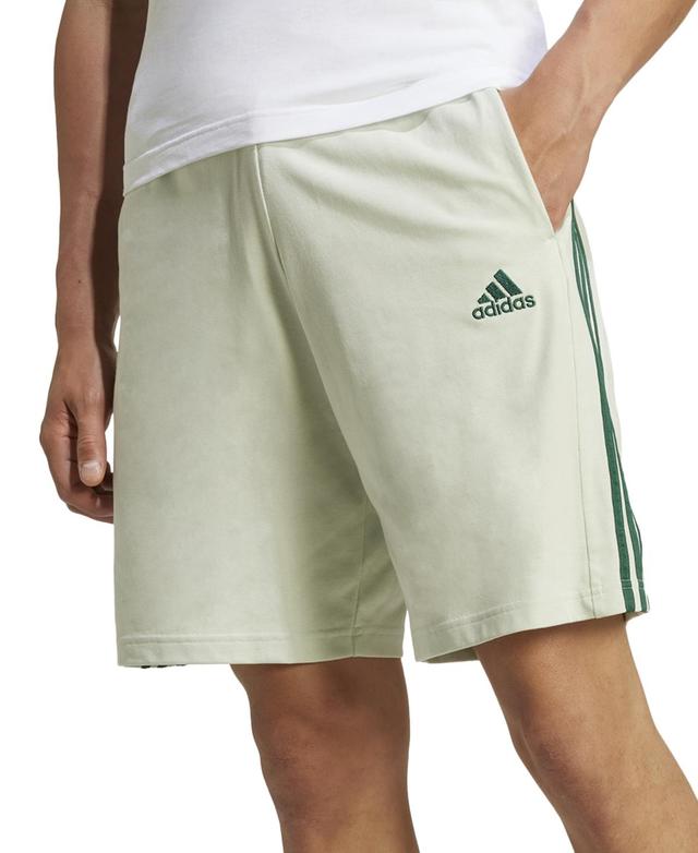 adidas Essentials 3-Stripes Single Jersey Shorts (Medium Grey Heather/White) Men's Shorts Product Image