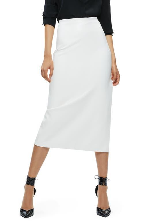 Alice + Olivia Maeve Back Slit Faux Leather Midi Skirt Product Image