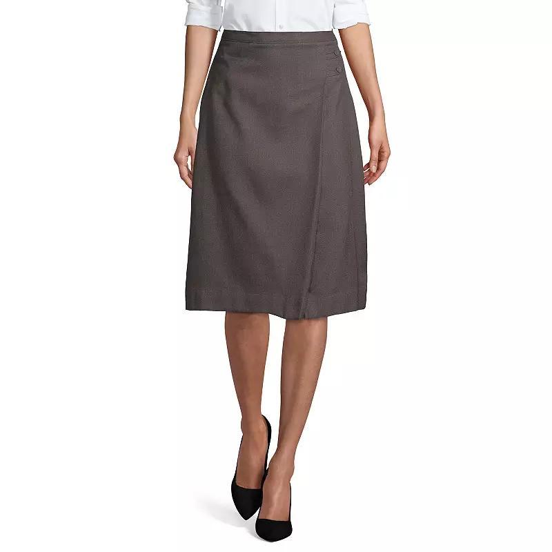 Womens Lands End Solid Below the Knee A-line Skirt Grey Product Image