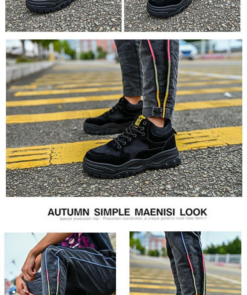 Platform Washed Lace-Up Sneakers Product Image