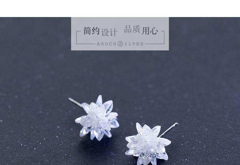 925 Sterling Silver Rhinestone Flower Stud Earring Product Image