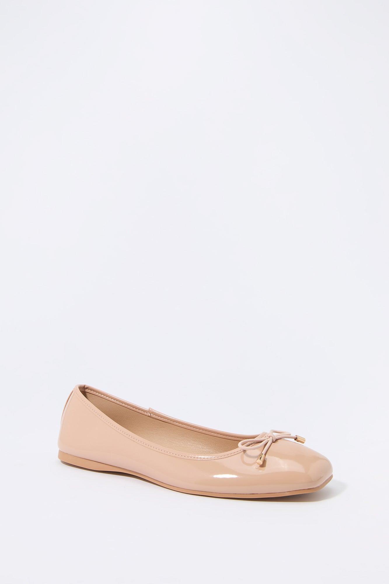 Faux Patent Leather Bow Ballet Flat Female Product Image