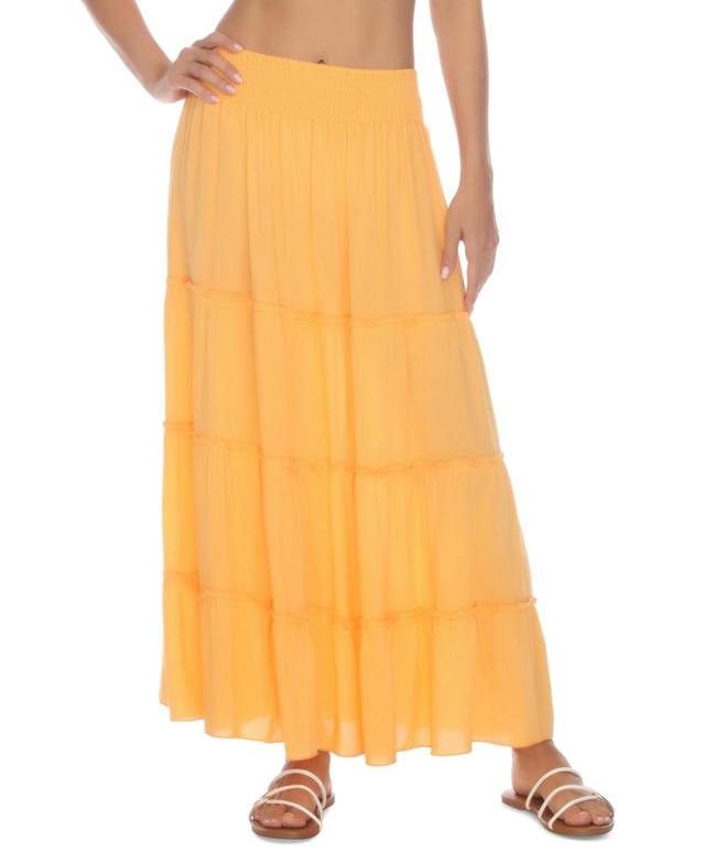 Raviya Womens Smocked-Waist Tiered Skirt Cover-Up Product Image