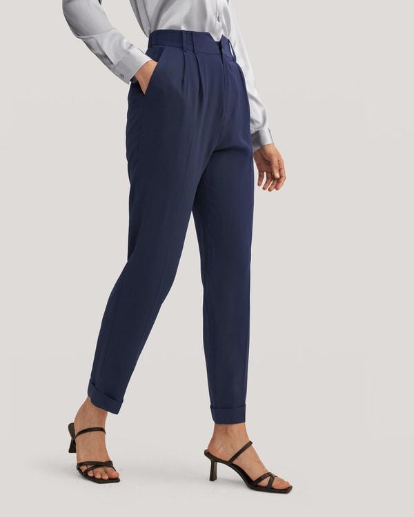 Tucked Tapered Silk Pants Product Image