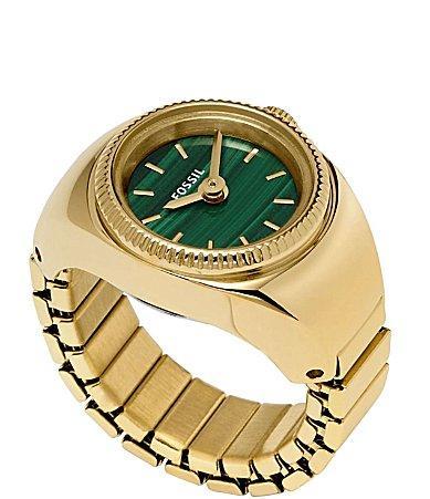 Fossil Womens Two-Hand Gold-Tone Stainless Steel Ring Watch Product Image