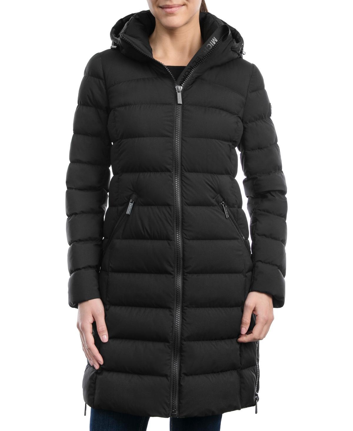 Michael Michael Kors Womens Hooded Faux-Leather-Trim Puffer Coat, Created for Macys Product Image