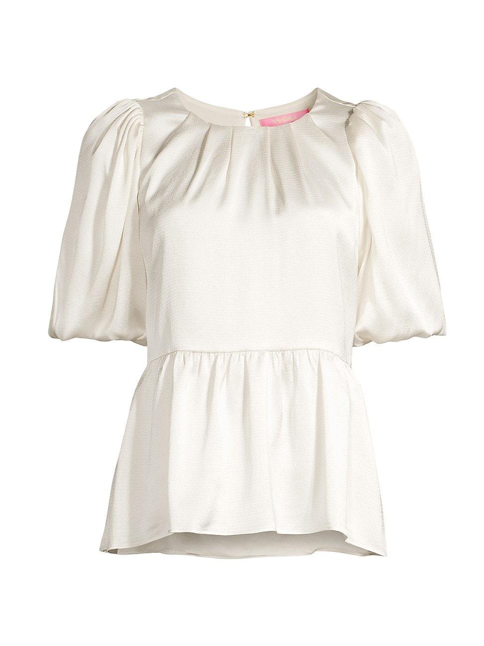 Womens Blakelynn Satin Peplum Top Product Image