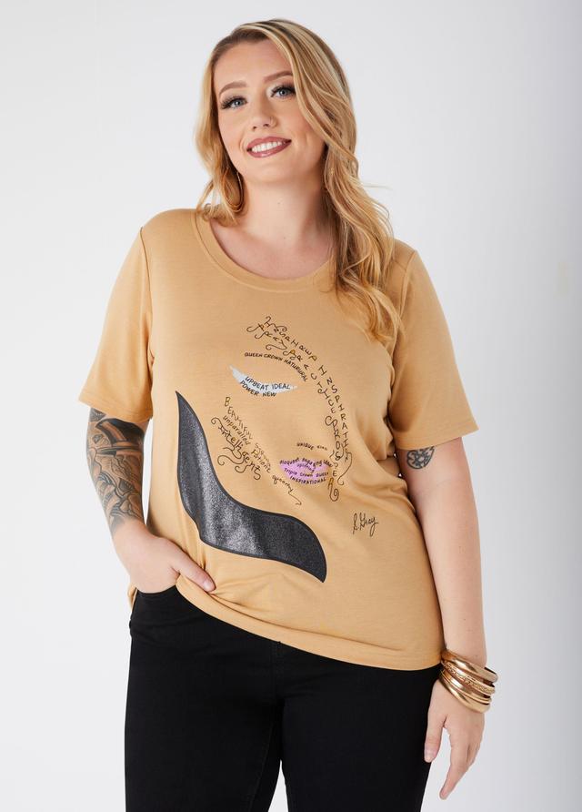 Plus Size Sheila Gray Glittered Tee Ashley Stewart Product Image