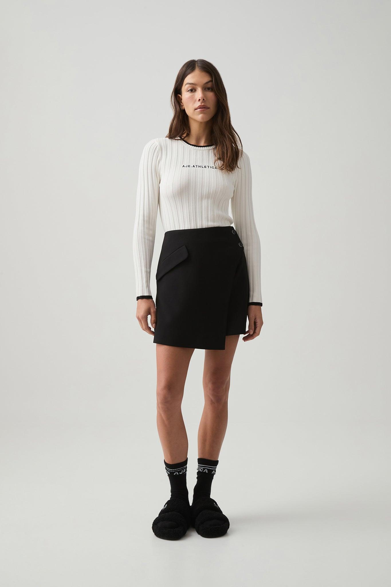 Contrast Long Sleeve Rib Knit Top 438 Product Image