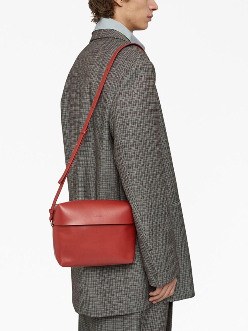 JIL SANDER Square Leather Shoulder Bag In Red Product Image